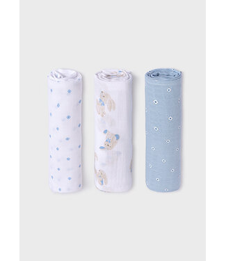 Mayoral Mayoral - Hydrofiele doeken 3 stuks - Blauw/wit