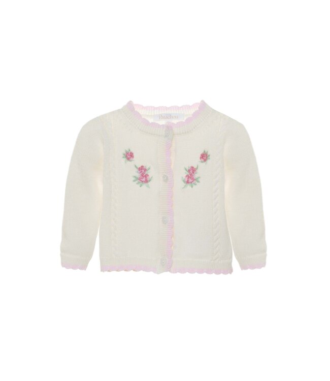 Patachou Patachou - Gilet geborduurde bloemen - Ecru