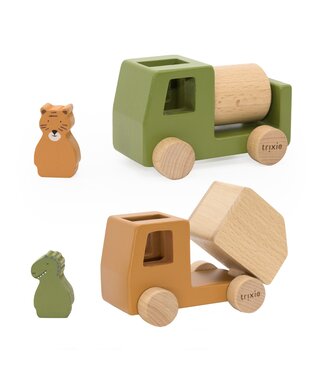 Trixie Trixie - Wooden animal construction cars set