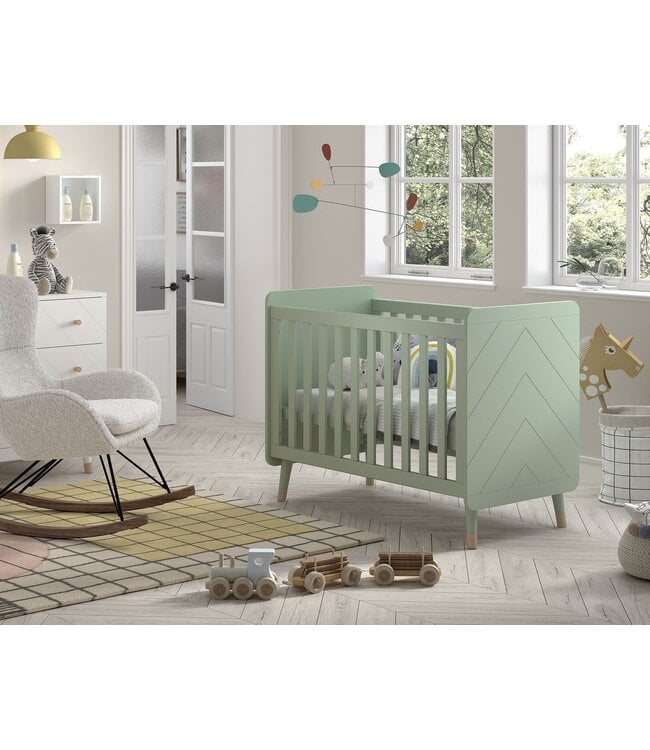 JAXX Jaxx - Billy Babybed 60X120 Cm Olive Groen (Lattenbodem Inbegrepen)