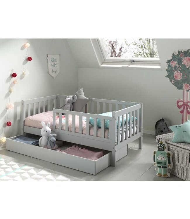 JAXX Jaxx - Peuterbed Bedlade Grijs (Lattenbodem Inbegrepen)