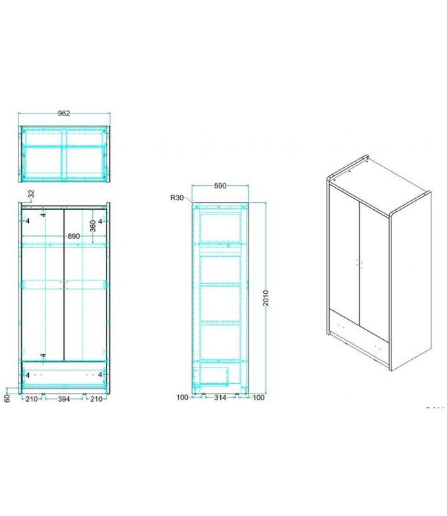 VIPACK VIPACK - BONNY 2 D KAST TURQUOISE