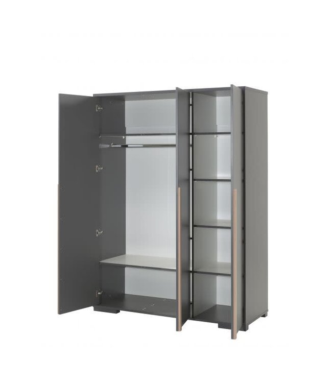 VIPACK VIPACK - LONDON 3-DEURS KLEERKAST ANTRACIET