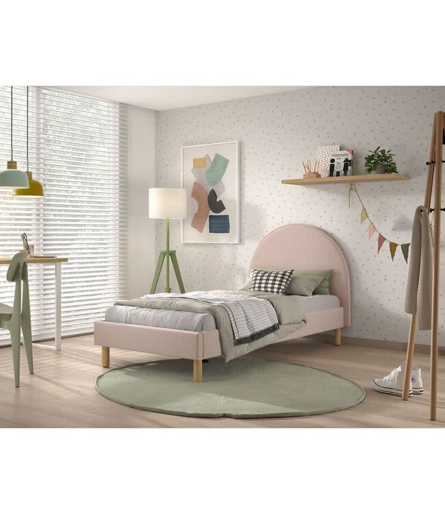 VIPACK VIPACK - MOON BED 90x200 BOUCLE ROZE