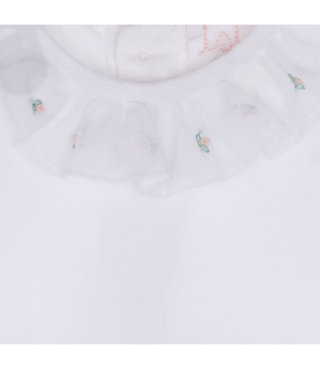 Malvi Malvi - Jersey body with small flowers embroidery - White