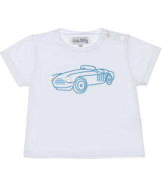 Malvi Malvi - Jersey boy T-shirt with embroidery and car patch - White
