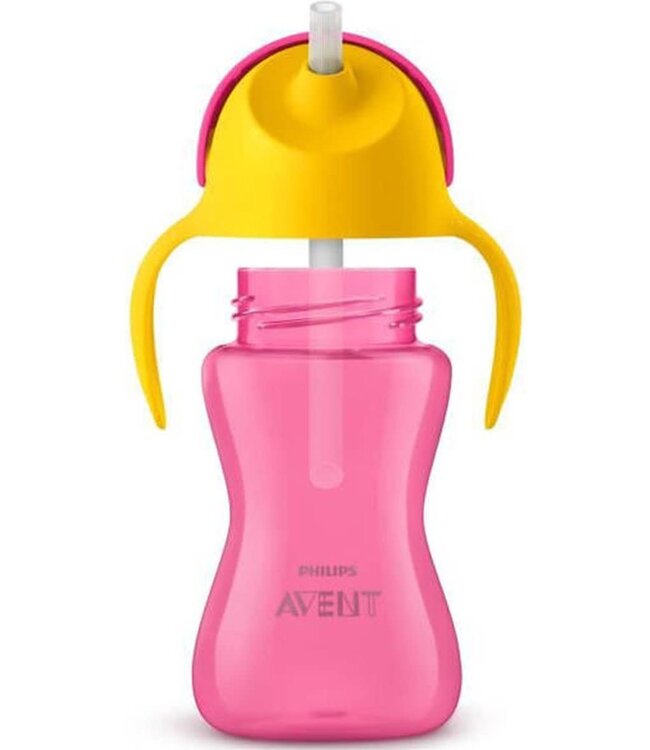 Philips-Avent Philips-Avent - Beker met rietje 300ml Girl Roze