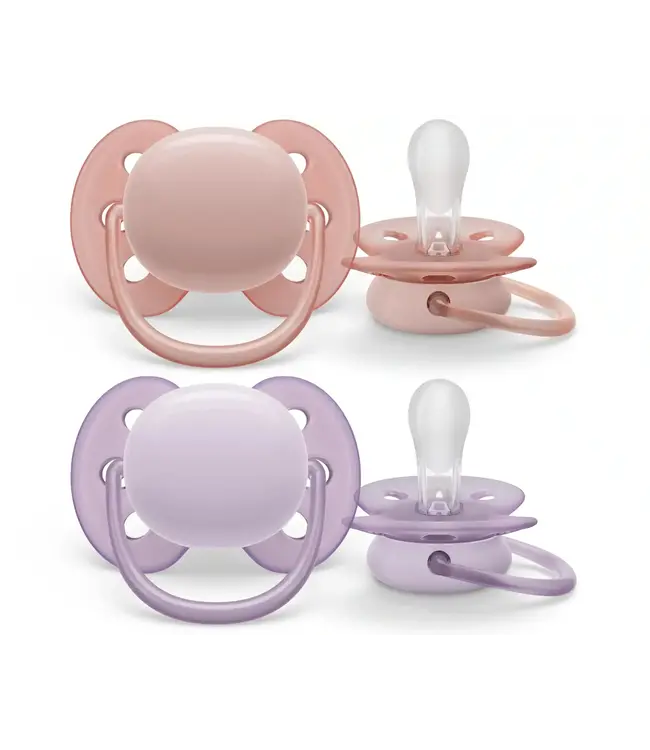 Philips-Avent Philips-Avent - Fopspeen +0M Ultra Soft Grijs/Roze