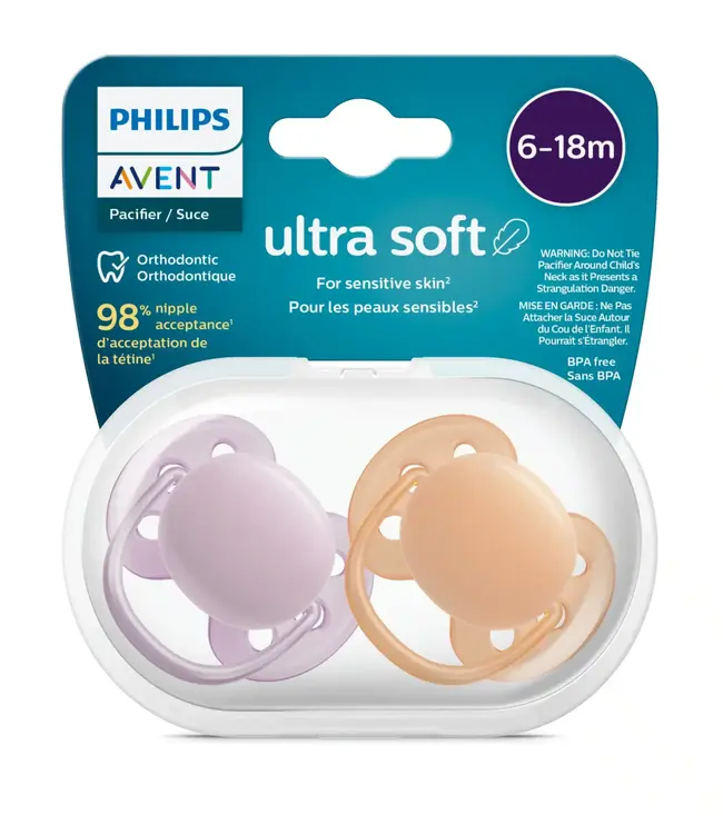 Philips-Avent Philips-Avent - Fopspeen +6M Ultra Soft Grijs/Oranje