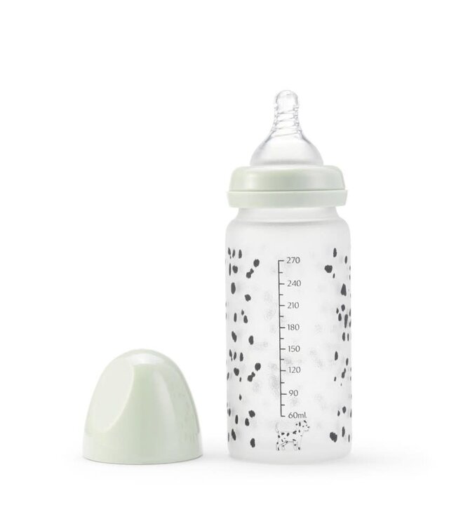 Elodie Elodie - Glazen baby fles met siliconen speen 0m+  Dalmatian Dots