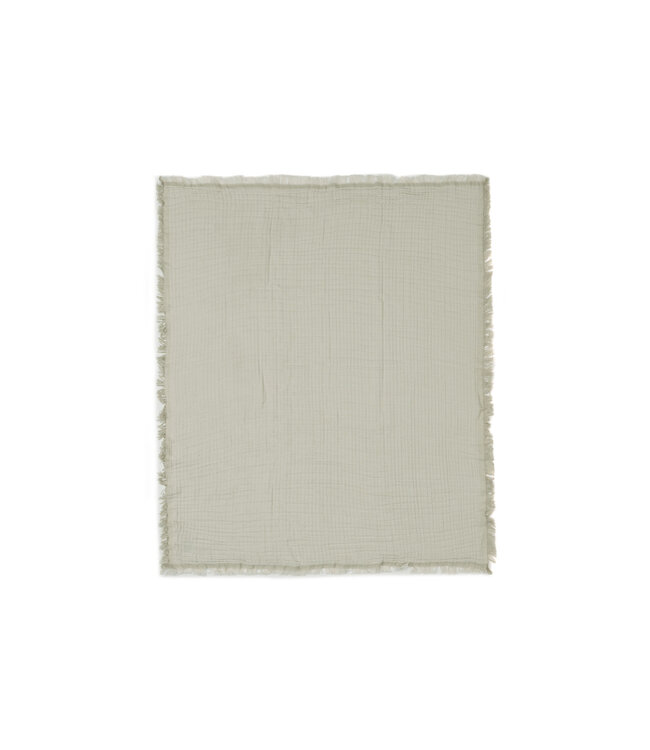 Jollein Jollein - Deken Ledikant 120x120cm Fringe Olive Green/Ivory GOTS