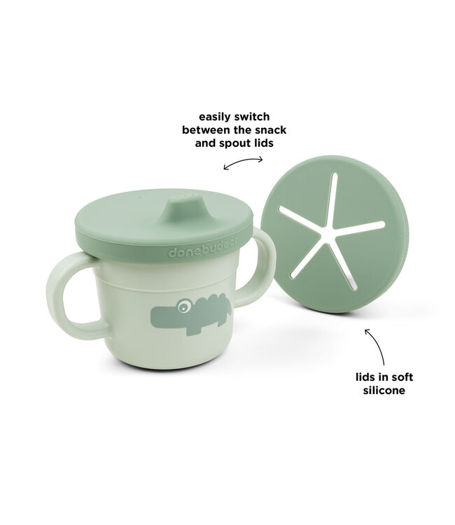 Done by Deer Done by Deer - Foodie spout/snack cup Croco Green