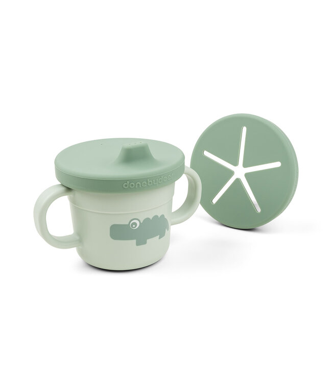 Done by Deer Done by Deer - Foodie spout/snack cup Croco Green