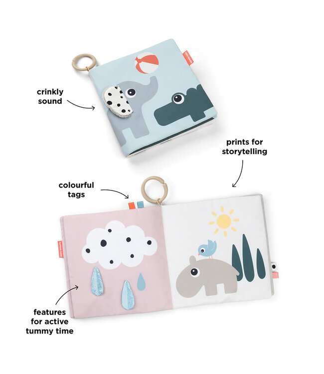 Done by Deer Done by Deer - Tummy time soft book Deer friends Colour mix