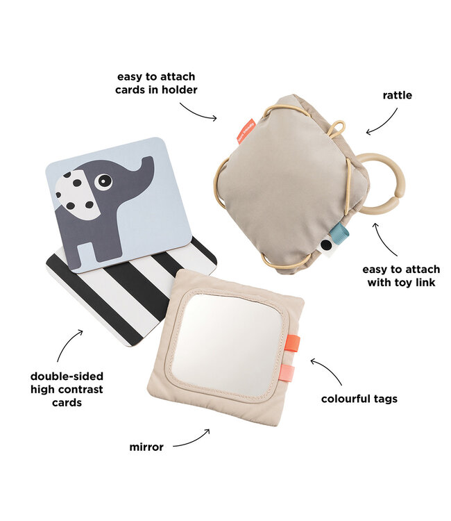 Done by Deer Done by Deer - Baby contrast card holder Deer friends Sand