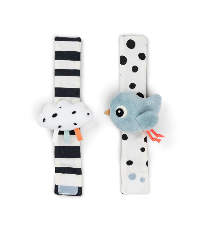 Done by Deer Done by Deer - Wrist rattle set 2-pack Happy clouds Blue