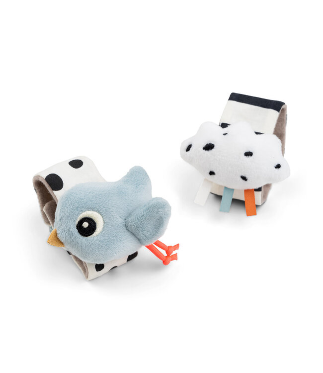 Done by Deer Done by Deer - Wrist rattle set 2-pack Happy clouds Blue