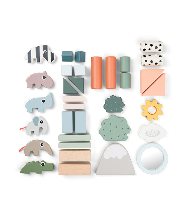 Done by Deer Done by Deer - Building block set 34 pcs Deer friends Colour mix