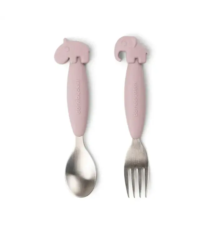 Done by Deer Done by Deer - Easy-grip spoon and fork set Deer friends Powder