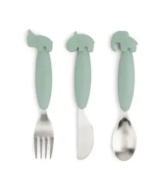 Done by Deer Done by Deer - Easy-grip cutlery set Deer friends Green