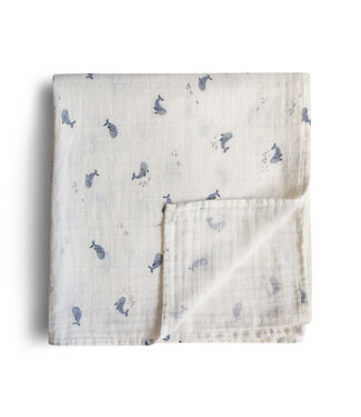 Mushie Mushie - Swaddle - Whales - 120Cm X 120Cm