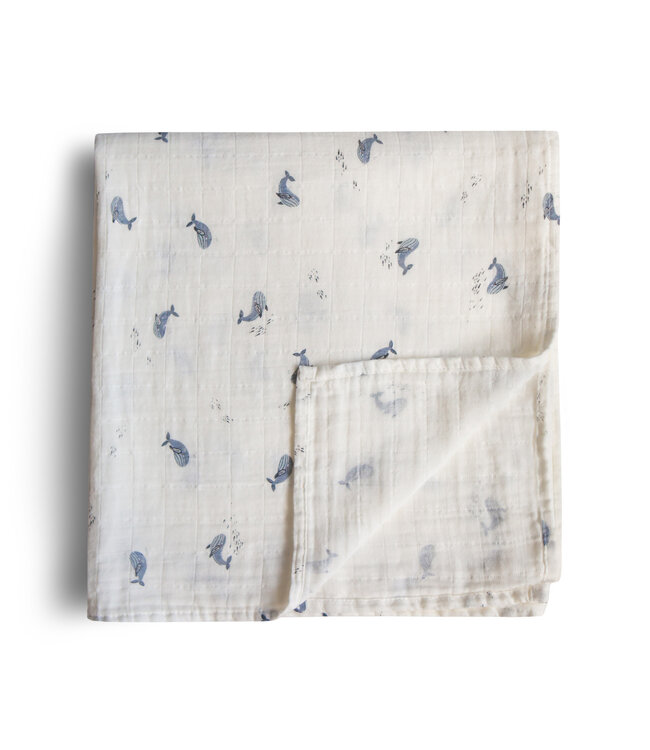 Mushie Mushie - Swaddle - Whales - 120Cm X 120Cm