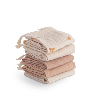 Mushie Mushie - Muslin Cotton Washcloth - 5-Pack - Rainbow Blue