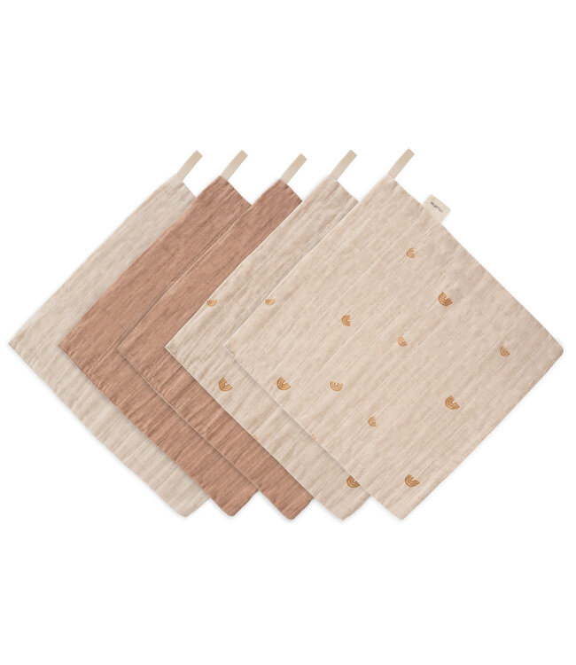 Mushie Mushie - Muslin Cotton Washcloth - 5-Pack - Rainbow Blue