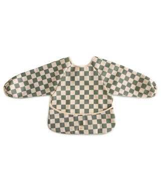 Mushie Mushie - Long Sleeve Bib - Olive Check