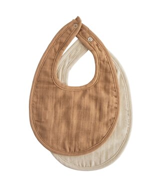 Mushie Mushie - Muslin Bib 2-Pack - Tan/Fog