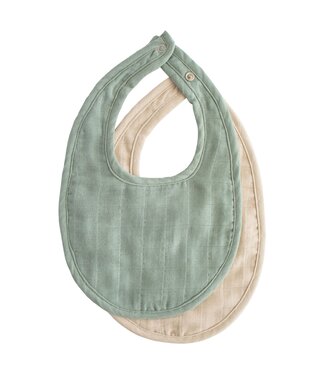 Mushie Mushie - Muslin Bib 2-Pack - Roman Green/Fog