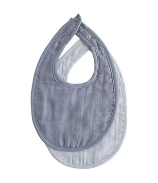 Mushie Mushie - Muslin Bib 2-Pack - Tradewinds/Baby Blue