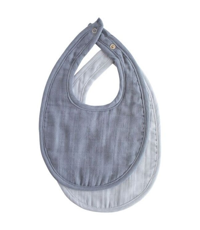 Mushie Mushie - Muslin Bib 2-Pack - Tradewinds/Baby Blue