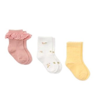 Little Dutch Little Dutch - 3-pack Sokken Flower Pink / White Meadows / Honey Yellow