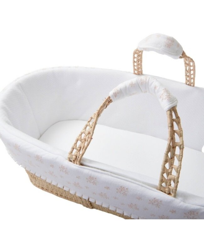 Theophile & Patachou Theophile & Patachou - Rieten reiswieg + Aankleding bloemen / gewafeld wit Flowers