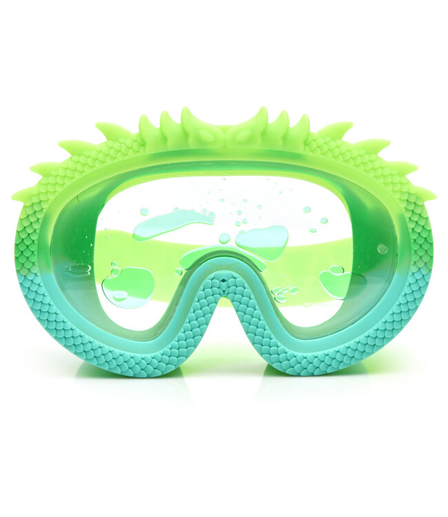 Bling2o Bling2o - ZWEMMASKER: DRAGON - Green Glider, blauw, groen, siliconen, aanpasbare  hoofdband, 100% UV bescherming, anti-condens, in doorzichtige bewaardoos, 6+