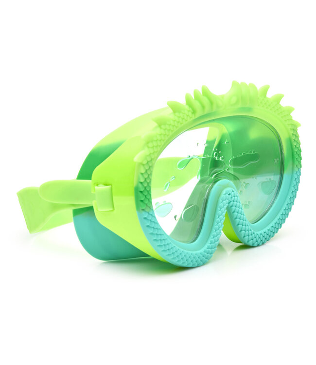 Bling2o Bling2o - ZWEMMASKER: DRAGON - Green Glider, blauw, groen, siliconen, aanpasbare  hoofdband, 100% UV bescherming, anti-condens, in doorzichtige bewaardoos, 6+
