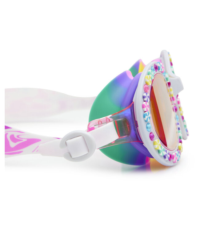 Bling2o Bling2o - ZWEMBRIL: BRIGHT STRIPE - Rainbow Ribbon, meerkleurig, siliconen, aanpasbare hoofdband,  100% UV bescherming, anti-condens, in doorzichtige bewaardoos, 6+