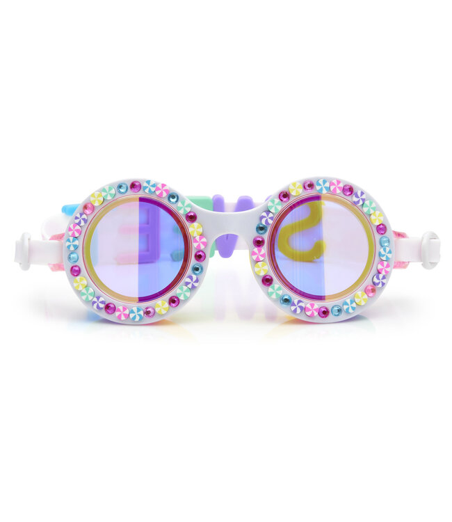 Bling2o Bling2o - ZWEMBRIL: BRIGHT STRIPE - Rainbow Ribbon, meerkleurig, siliconen, aanpasbare hoofdband,  100% UV bescherming, anti-condens, in doorzichtige bewaardoos, 6+