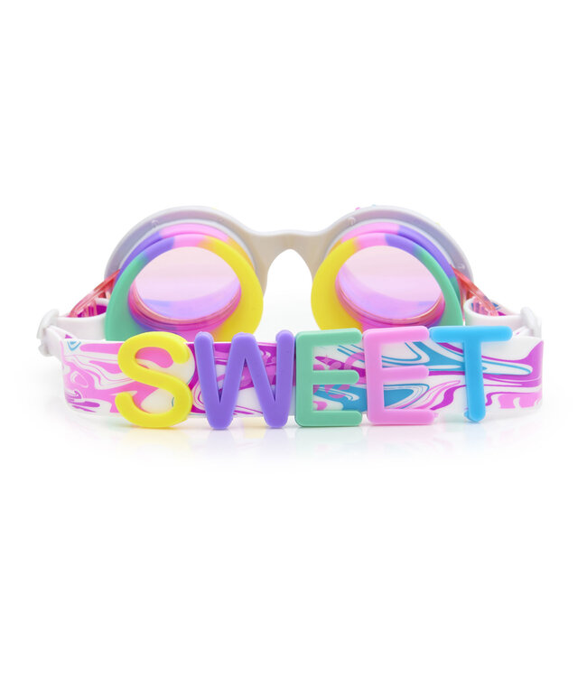 Bling2o Bling2o - ZWEMBRIL: BRIGHT STRIPE - Rainbow Ribbon, meerkleurig, siliconen, aanpasbare hoofdband,  100% UV bescherming, anti-condens, in doorzichtige bewaardoos, 6+