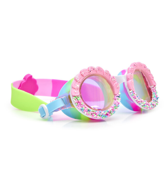 Bling2o Bling2o - ZWEMBRIL: BAKE OFF - Pink Sugar, meerkleurig, siliconen, aanpasbare hoofdband, 100% UV bescherming, anti-condens, in doorzichtige bewaardoos, 6+