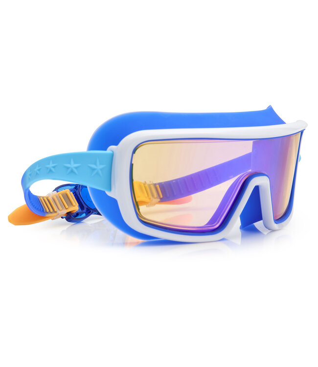 Bling2o Bling2o - ZWEMBRIL: PRISMATIC - Nano Bot Navy, blauw, siliconen, aanpasbare hoofdband, 100%  UV bescherming, anti-condens, in doorzichtige bewaardoos, 6+