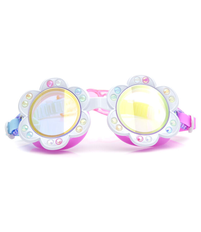 Bling2o Bling2o - ZWEMBRIL: DANDI - Blanch Blossom, meerkleurig, siliconen, aanpasbare hoofdband, 100% UV bescherming, anti-condens, in doorzichtige bewaardoos, 6+