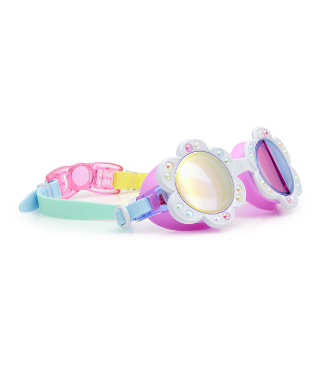 Bling2o Bling2o - ZWEMBRIL: DANDI - Blanch Blossom, meerkleurig, siliconen, aanpasbare hoofdband, 100% UV bescherming, anti-condens, in doorzichtige bewaardoos, 6+