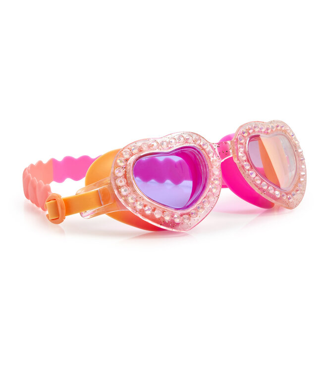 Bling2o Bling2o - ZWEMBRIL: FIRST LUV - Heart Breaker, roze, siliconen, aanpasbare hoofdband, 100%  UV bescherming, anti-condens, in doorzichtige bewaardoos, 6+