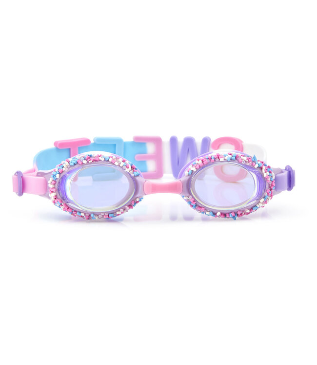 Bling2o Bling2o - ZWEMBRIL: FUNFETTI - Non-Pareils Purple, paars, siliconen, aanpasbare hoofdband,  100% UV bescherming, anti-condens, in doorzichtige bewaardoos, 3+