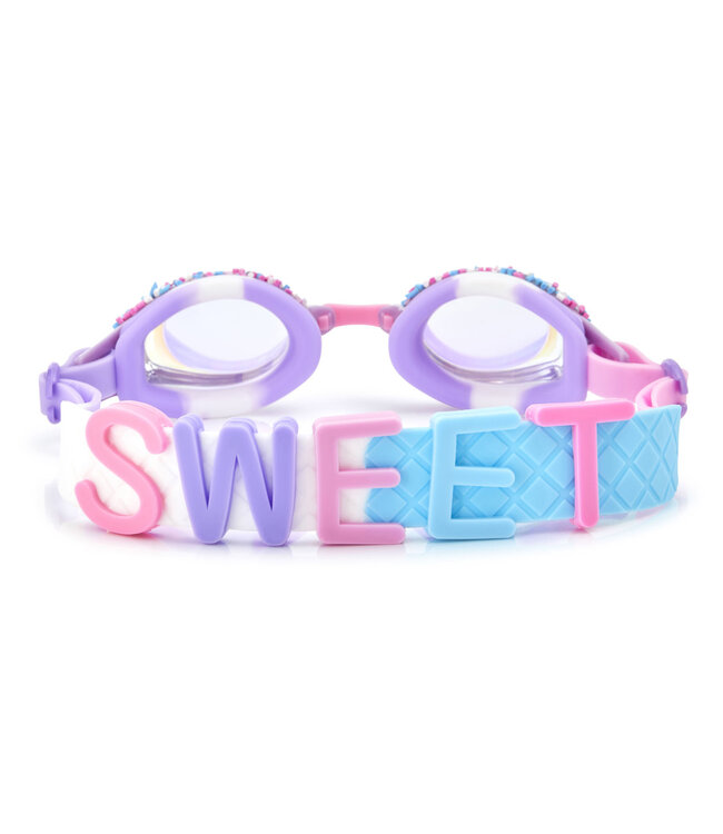 Bling2o Bling2o - ZWEMBRIL: FUNFETTI - Non-Pareils Purple, paars, siliconen, aanpasbare hoofdband,  100% UV bescherming, anti-condens, in doorzichtige bewaardoos, 3+