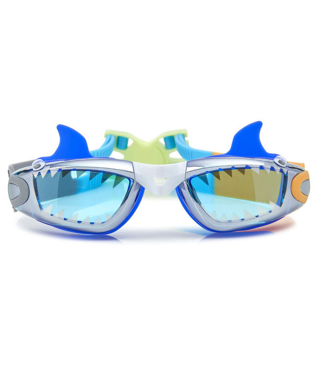 Bling2o Bling2o - ZWEMBRIL: JAWSOME JR - Small Bite, blauw, siliconen, aanpasbare hoofdband, 100% UV  bescherming, anti-condens, in doorzichtige bewaardoos, 3+