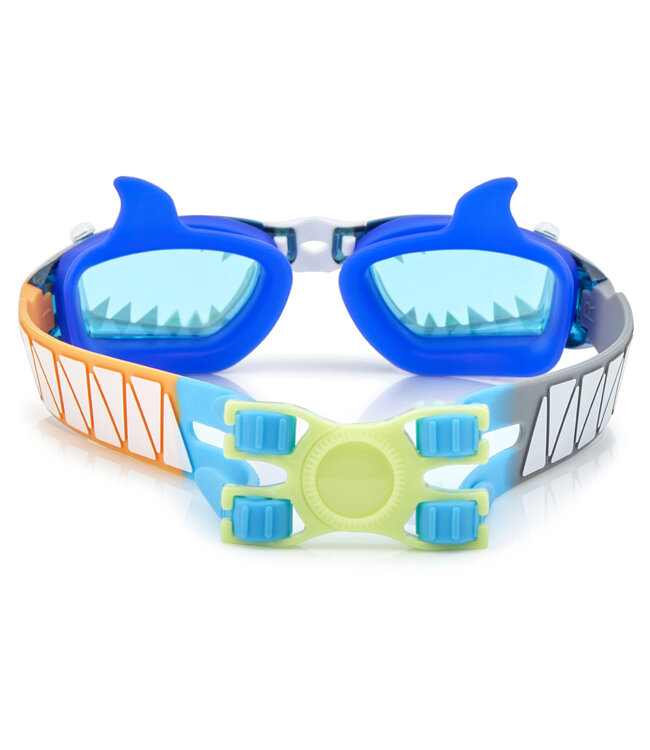 Bling2o Bling2o - ZWEMBRIL: JAWSOME JR - Small Bite, blauw, siliconen, aanpasbare hoofdband, 100% UV  bescherming, anti-condens, in doorzichtige bewaardoos, 3+