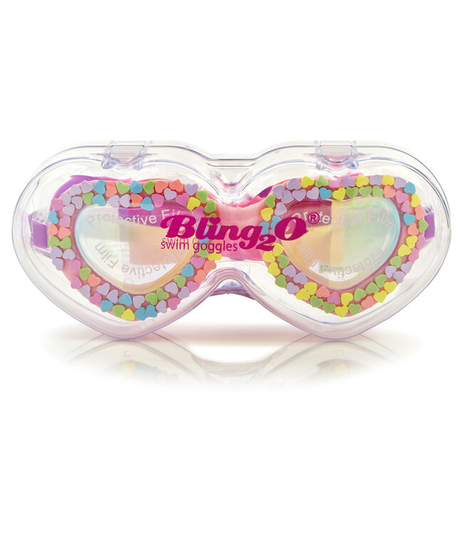 Bling2o Bling2o - ZWEMBRIL: VALENTINE - U Rock Rainbow, meerkleurig, siliconen, aanpasbare hoofdband,  100% UV bescherming, anti-condens, in doorzichtige bewaardoos, 6+